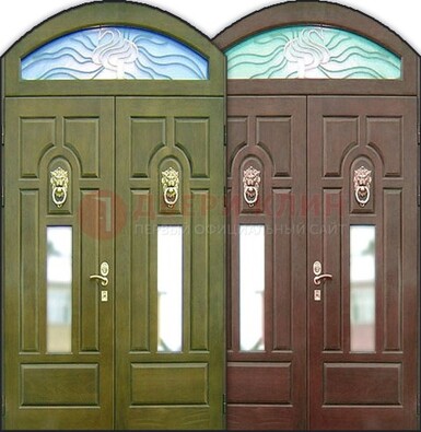 Стальная арочная дверь со стеклом ДА-17 для монолитного дома в Ивантеевке