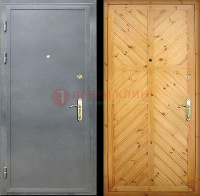 Серая металлическая дверь с евровагонкой ДЕ-12 в Ивантеевке