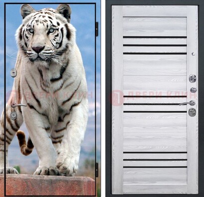 Стальная дверь с фотопечатью тигра ДФ-12 в Ивантеевке