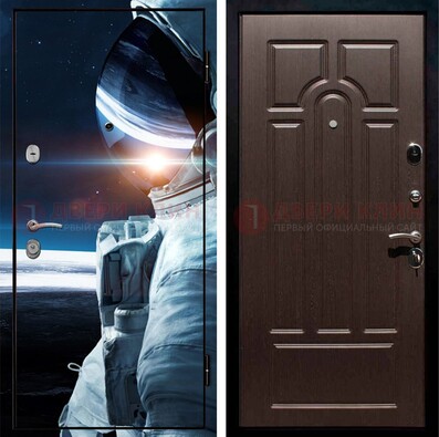 Стальная дверь с фотопечатью космонавта ДФ-4 в Ивантеевке