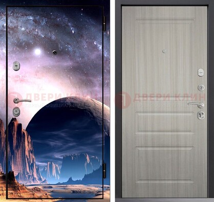Железная дверь с фотопечатью космоса и планеты ДФ-50 в Ивантеевке
