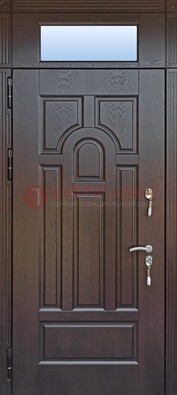 Железная дверь с фрамугой в коричневом цвете ДФГ-22 в Ивантеевке