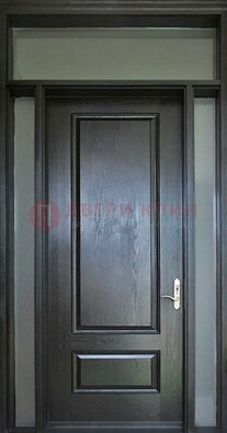 Черная металлическая дверь с фрамугами и стеклом ДФГ-24 в Ивантеевке