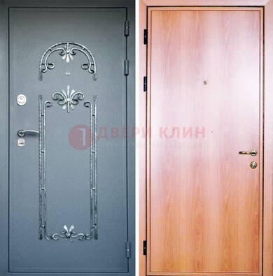 Железная дверь с ковкой ламинат внутри ДК-11 в квартиру в Ивантеевке