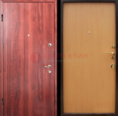 Красная железная дверь с ламинатом ДЛ-3 в Ивантеевке