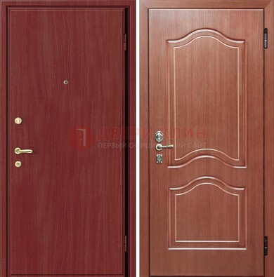 Красная металлическая дверь с ламинатом МДФ внутри ДЛ-8 в Ивантеевке