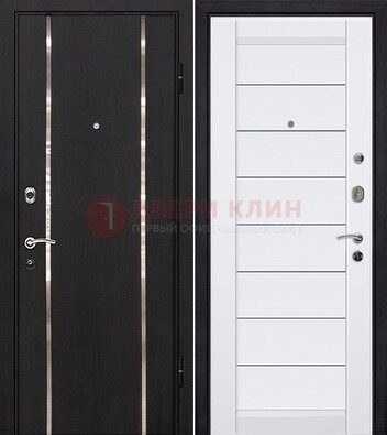 Черная входная дверь с МДФ и декоративными вставками ДМ-143 в Ивантеевке