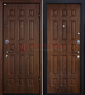 Коричневая металлическая дверь с МДФ ДМ-156 для квартиры в Ивантеевке