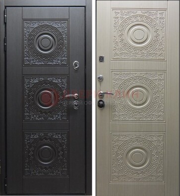 Темная стальная дверь с МДФ ДМ-161 для коттеджа в Ивантеевке