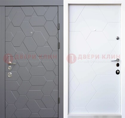 Серая стальная дверь с белой МДФ внутри ДМ-204 в Ивантеевке