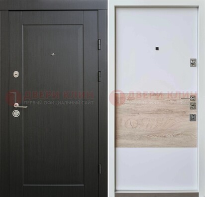 Черная металлическая дверь с белой МДФ внутри ДМ-230 в Ивантеевке