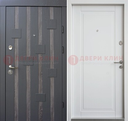 Темная металлическая дверь c белом МДФ внутри ДМ-231 в Ивантеевке