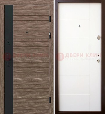 Коричневая входная дверь с черной вставкой МДФ ДМ-239 в Ивантеевке