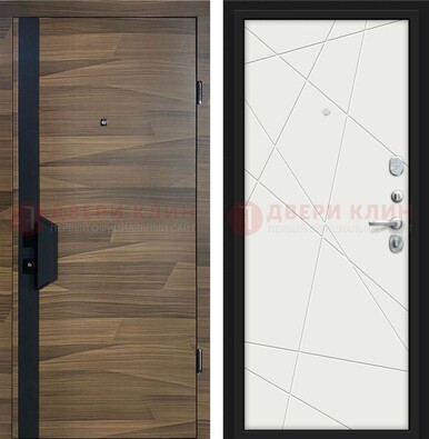Стальная коричневая дверь МДФ c черной вставкой ДМ-267 в Ивантеевке