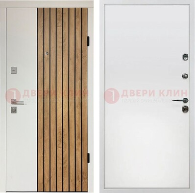 Белая с коричневой вставкой филенчатая дверь МДФ ДМ-278 в Ивантеевке