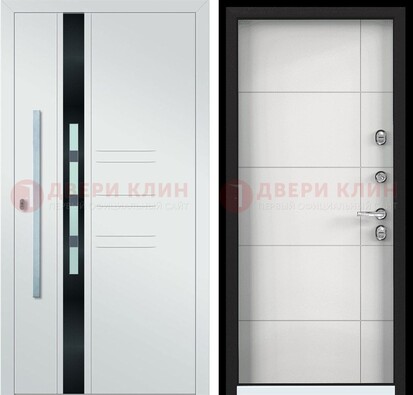 Металлическая дверь в белом цвете с МДФ ДМ-323 в Ивантеевке