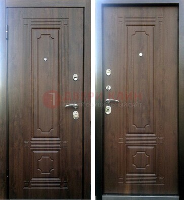 Коричневая металлическая дверь с МДФ ДМ-32 на дачу в Ивантеевке