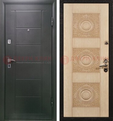 Темная железная дверь с МДФ в квартиру ДМ-344 в Ивантеевке