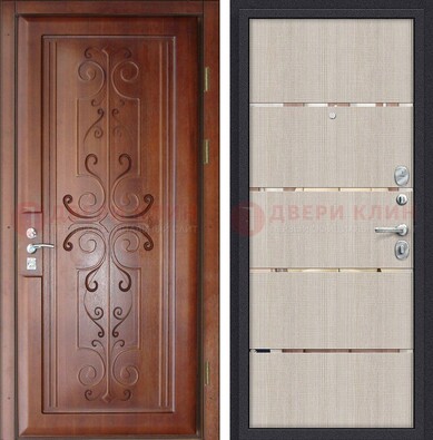 Металлическая дверь с панелями МДФ и вставками ДМ-358 в Ивантеевке