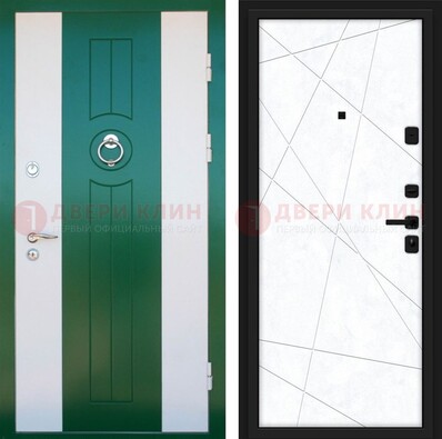 Зеленая железная дверь с панелями МДФ ДМ-369 в Ивантеевке