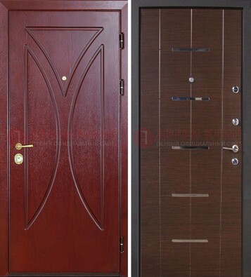 Темно-красная железная дверь с МДФ ДМ-370 в Ивантеевке