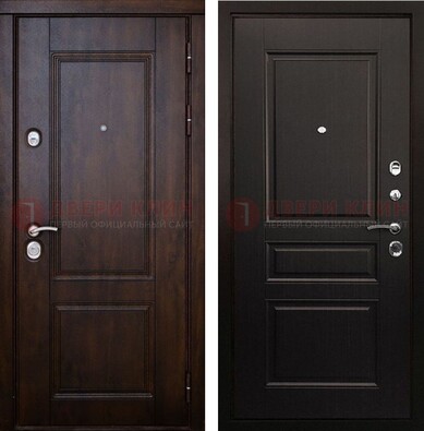 Классическая железная дверь с темными МДФ панелями ДМ-390 в Ивантеевке