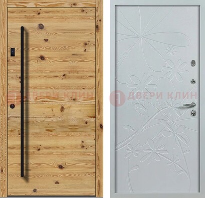 Металлическая дверь с МДФ в светлом цвете ДМ-412 в Ивантеевке