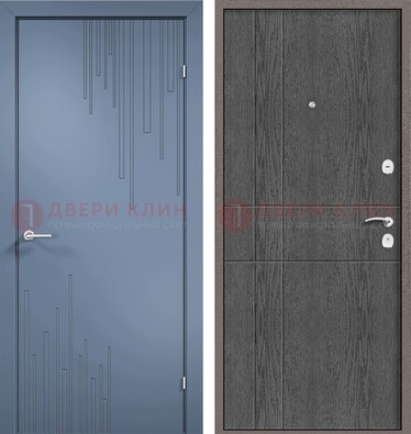 Синяя металлическая дверь МДФ в квартиру ДМ-434 в Ивантеевке