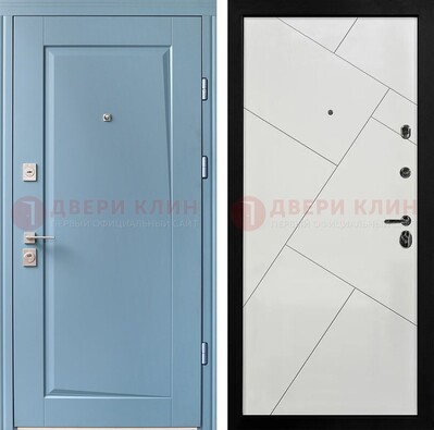 Синяя железная дверь с МДФ панелями ДМ-491 в Ивантеевке