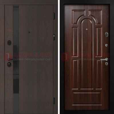 Темная входная дверь с МДФ панелями в квартиру ДМ-499 в Ивантеевке