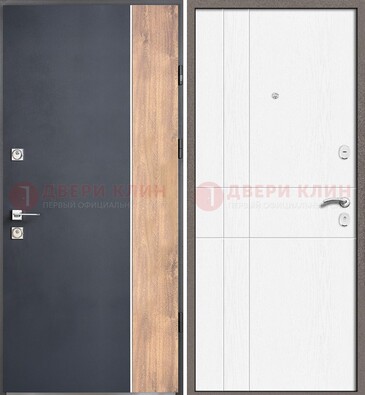 Стальная дверь с МДФ серая и белая в квартиру ДМ-507 в Ивантеевке