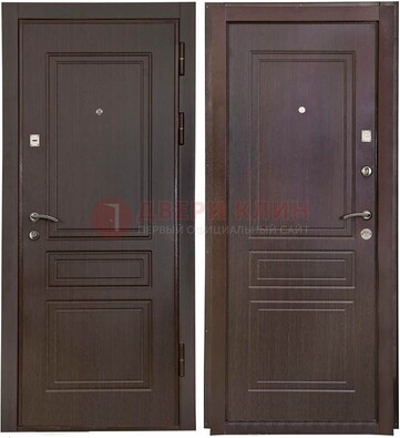 Антивандальная коричневая железная дверь с МДФ ДМ-61 в Ивантеевке