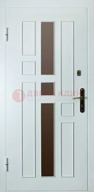 Белая стальная дверь с МДФ и декоративными вставками ДМ-62 в Ивантеевке