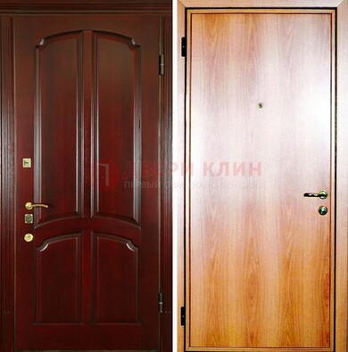Темная железная дверь с массивом дуба ДМД-13 в Ульяновске