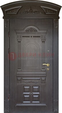 Темная уличная дверь с массивом дуба с узором ДМД-58 в Ивантеевке
