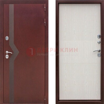 Бордовая металлическая дверь с порошковым напылением ДП-100 в Ивантеевке