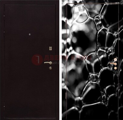 Черная стальная дверь с порошковым окрасом с фотопечатью ДП-158 в Ивантеевке