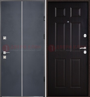 Железная дверь с порошковым покрытием и отделкой Темный орех внутри ДП-211 в Ивантеевке
