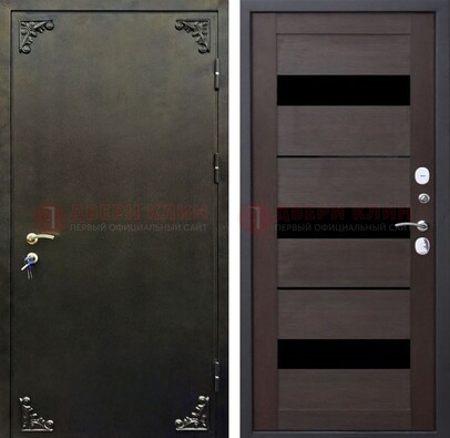 Темная входная дверь с порошковым покрытием и МДФ со стеклом ДП-236 в Ивантеевке