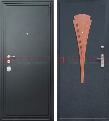 Черная железная дверь с порошковым покрытием и накладкой МДФ внутри ДП-245 в Ивантеевке