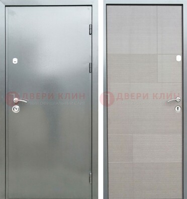 Металлическая серая дверь с порошковым покрытием и серым МДФ внутри ДП-250 в Ивантеевке