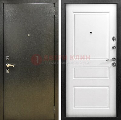 Входная дверь Темное серебро с порошковым напылением и белой МДФ ДП-272 в Ивантеевке