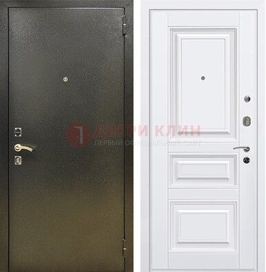 Железная темно-серая дверь с порошковым напылением и белой МДФ ДП-274 в Ивантеевке
