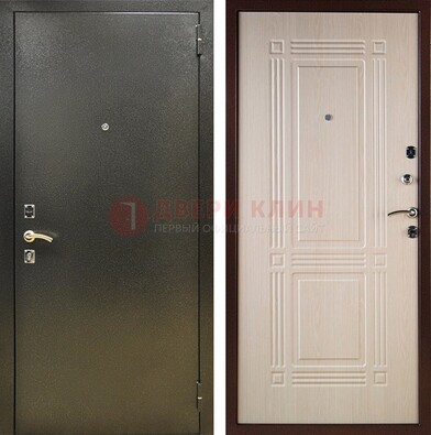 Стальная темно-серая дверь с порошковым напылением и МДФ Белый дуб ДП-277 в Ивантеевке