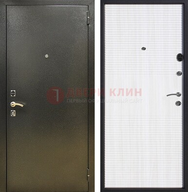 Стальная темно-серая дверь с порошковой отделкой и МДФ Белый ясень ДП-279 в Ивантеевке