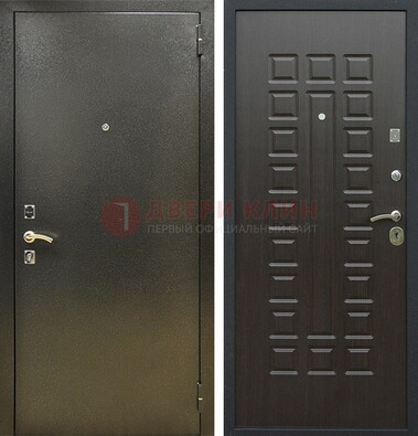 Темно-серая железная дверь с порошковым покрытием и МДФ Венге ДП-287 в Ивантеевке