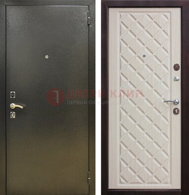 Темно-серая железная дверь с порошковым покрытием и филенчатой МДФ ДП-289 в Ивантеевке
