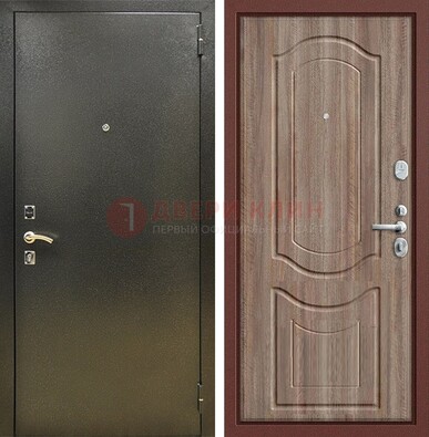 Темно-серая входная дверь с порошковым покрытием и коричневая МДФ ДП-290 в Ивантеевке