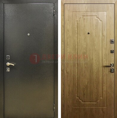 Темно-серая входная дверь с порошковым покрытием и МДФ Золотой дуб ДП-291 в Ивантеевке