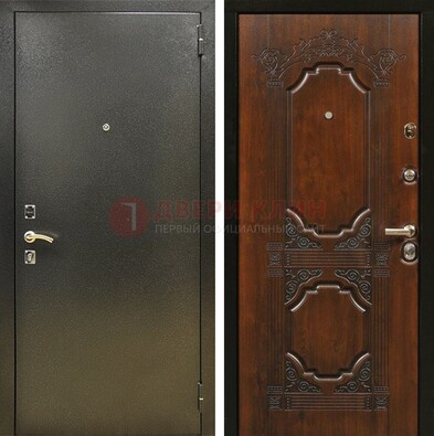 Входная дверь Темное серебро с порошковым покрытием и МДФ с узором ДП-293 в Ивантеевке